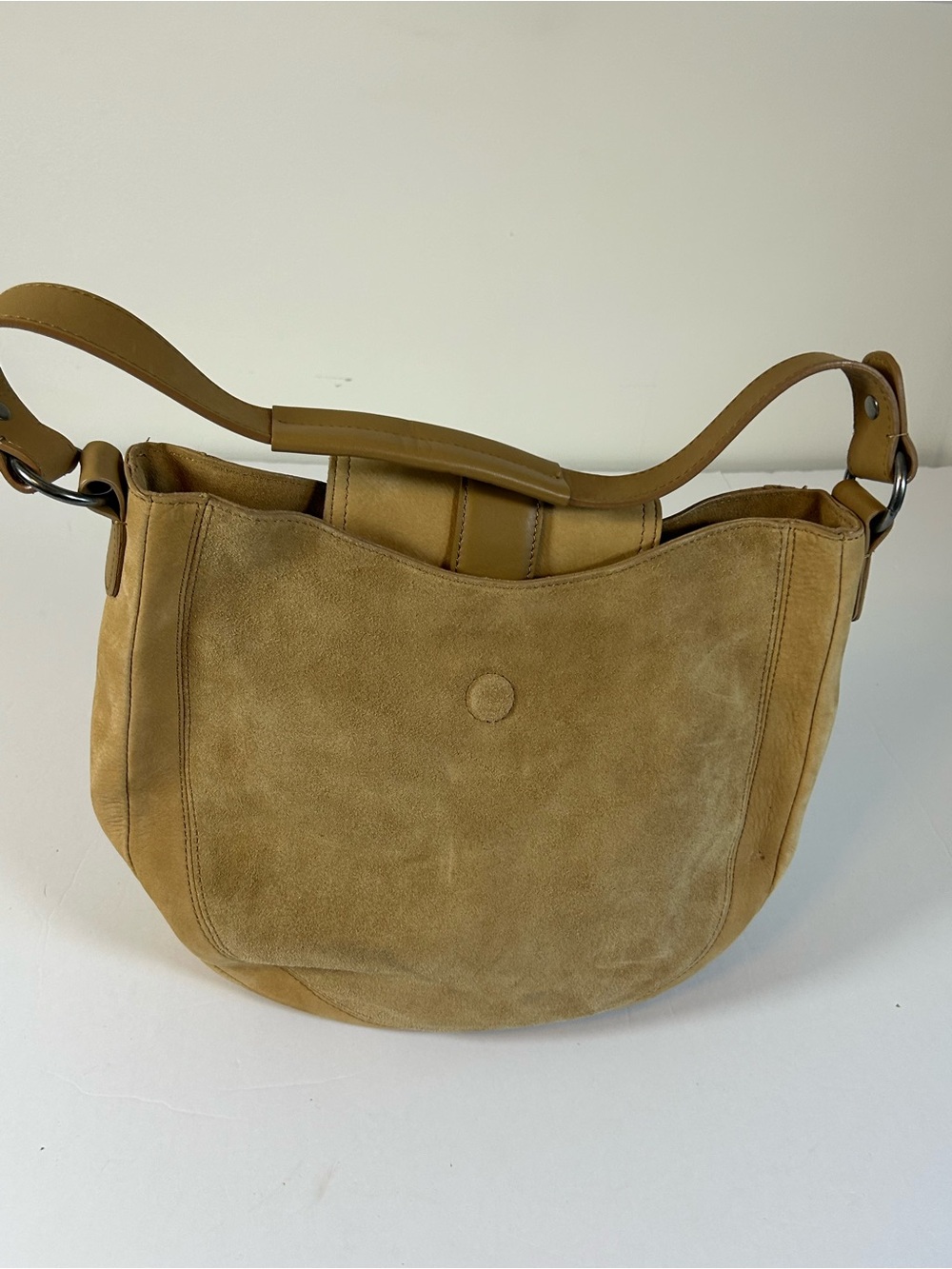 NWOT Gorgeous Lucky Brand Tan Suede Hobo Bag with Ring Accent - Picture 3 of 12
